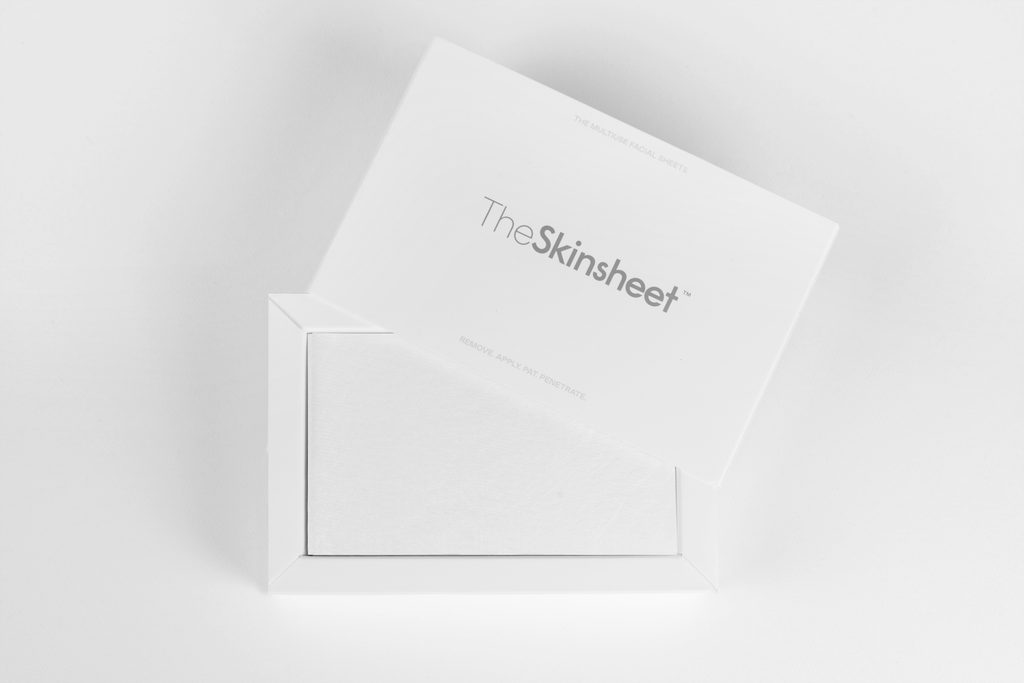  The Skinsheet Multiuse Facial Sheets promise deeper product penetration when used to apply toner, serum and creams – with no retention of excess product. 