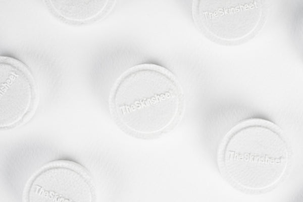 The Skinsheet Cleansing Coins, 1-inch coins morph into 10 x 10-inch cloths when moist​​​​​​​​.